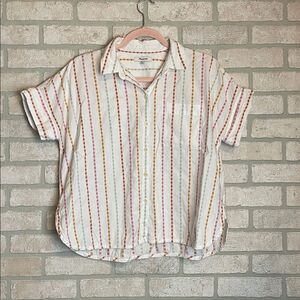 Madewell casual white button down striped shirt size S